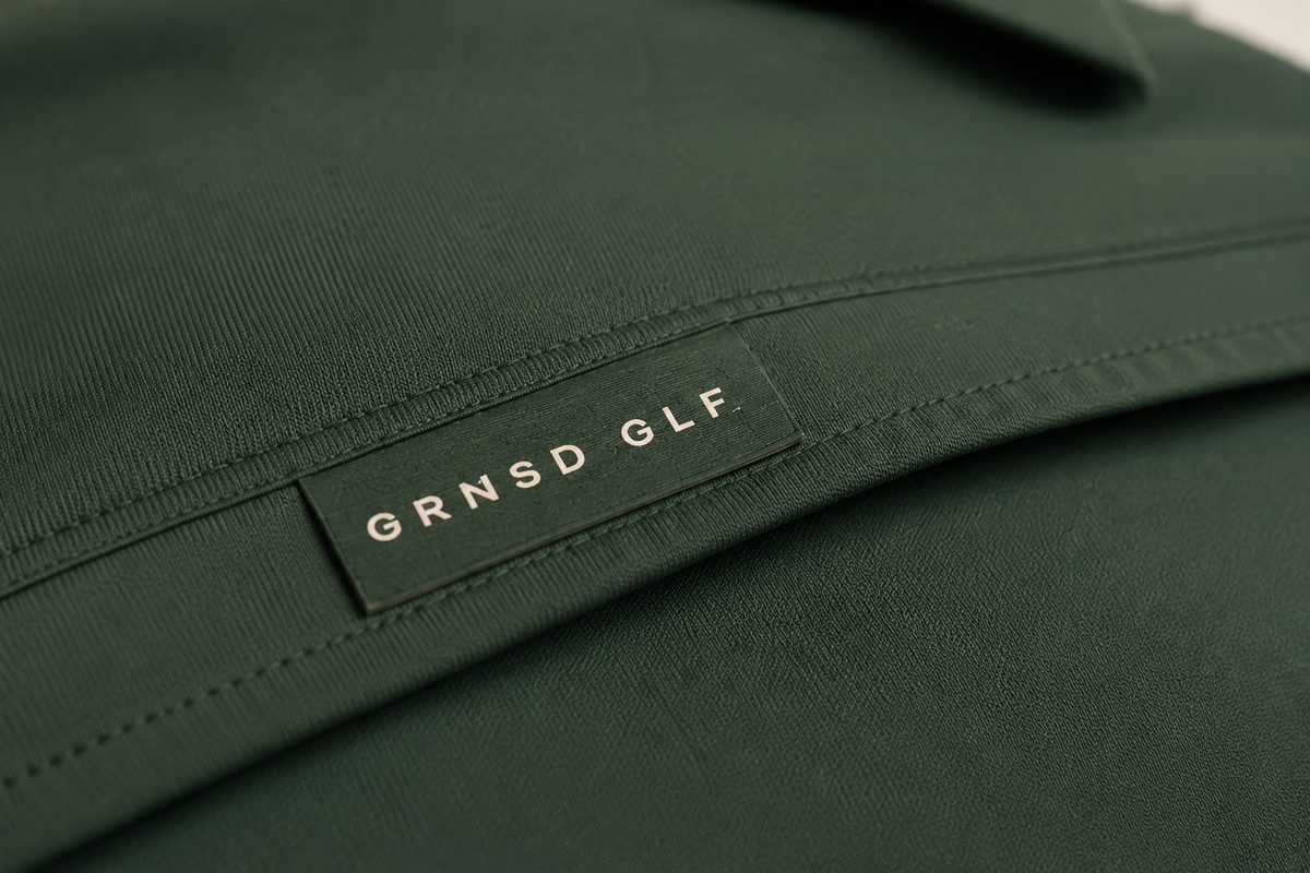 GRNSD GLF woven hem tag detail