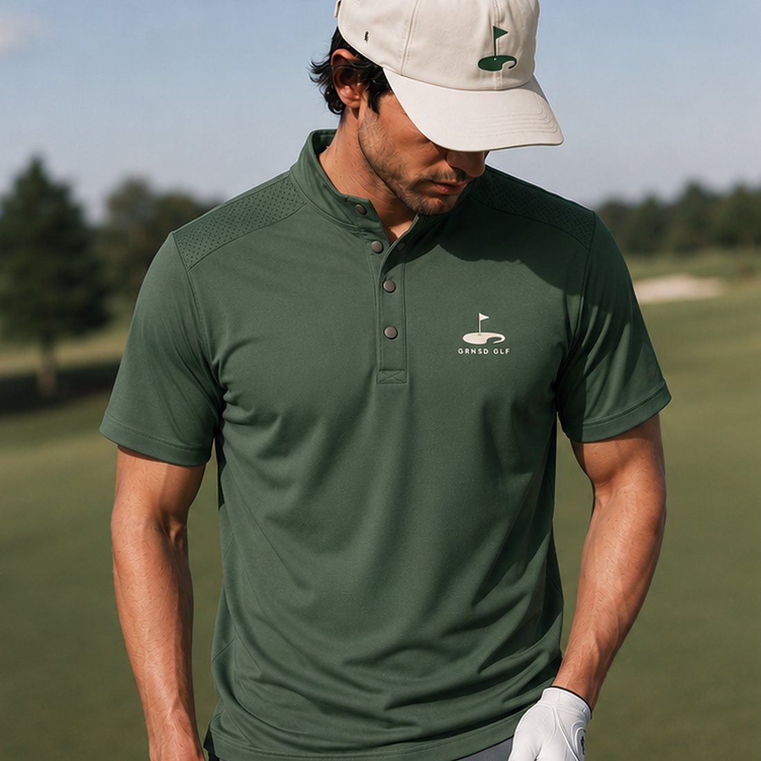 GRNSD GLF Course Polo in forest green